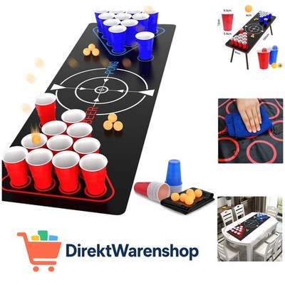 Faburo Beer Pong Tisch Matte Set 180x61cm mit 22 Bechern 6 Bälle, aus Kunststoff