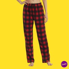 LNFINTDO Women's Pyjama Bottoms Fleece Plaid Red Black UK M | EU 38 | US 6