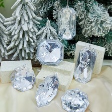 6 Pack Jewel Ornament 3.9"- 6.5" Acrylic Jewel Ornaments for Christmas Tree G...