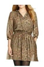 LAUREN RALPH LAUREN Blk/Brown Georgette Animal Print Blouson Dress Cover Up 22W