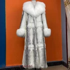 Women Natural Rabbit Fur Jacket Winter Real Fur Coat Fashion Fox Fur Turn-Down