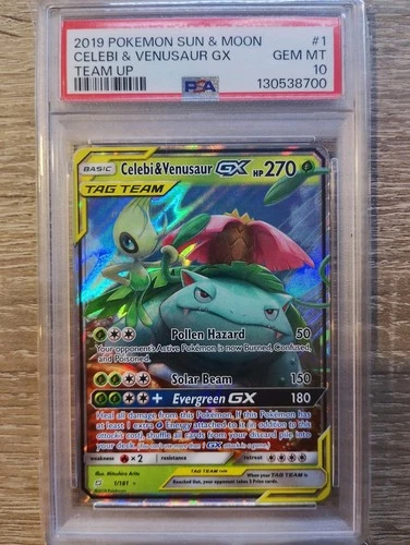 Pokemon Team Up Celebi & Venusaur GX 1/181 Tag Team PSA 10