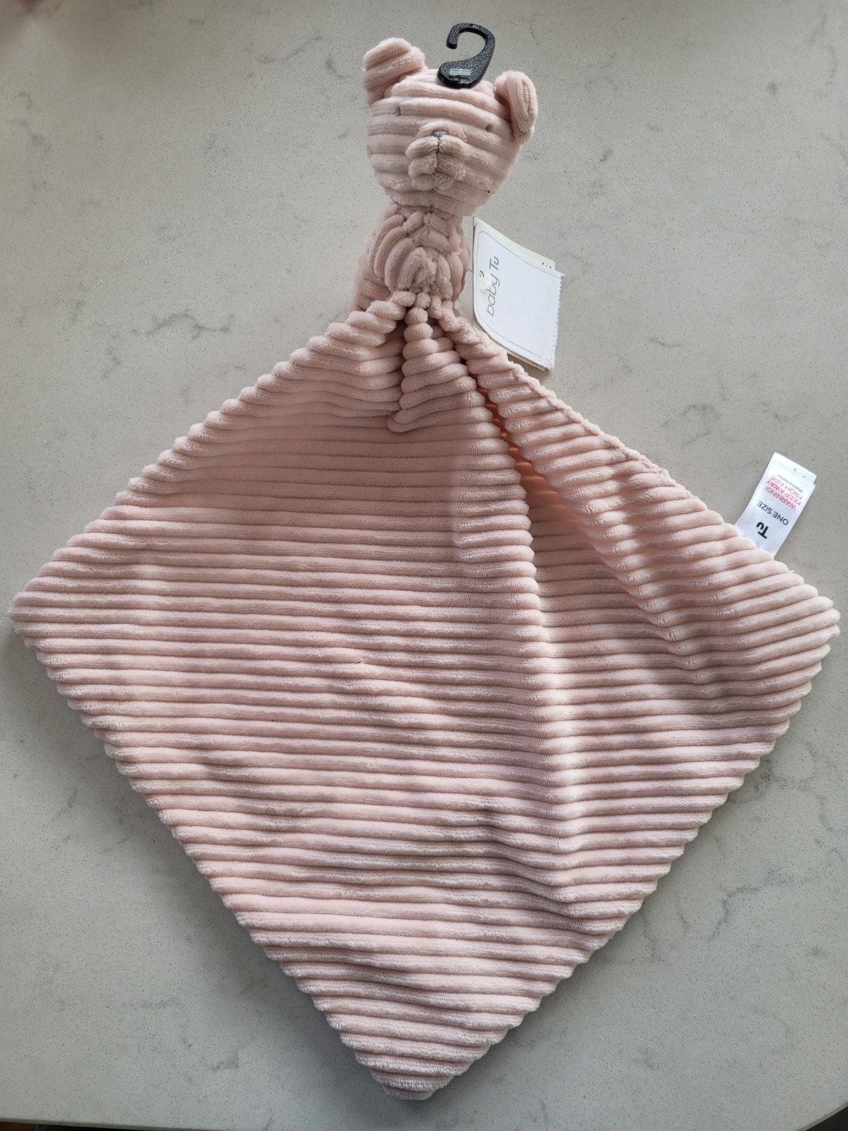 TU Sainsburys Pale Pink Bear Comforter Baby Blanket Soother Ribbed New
