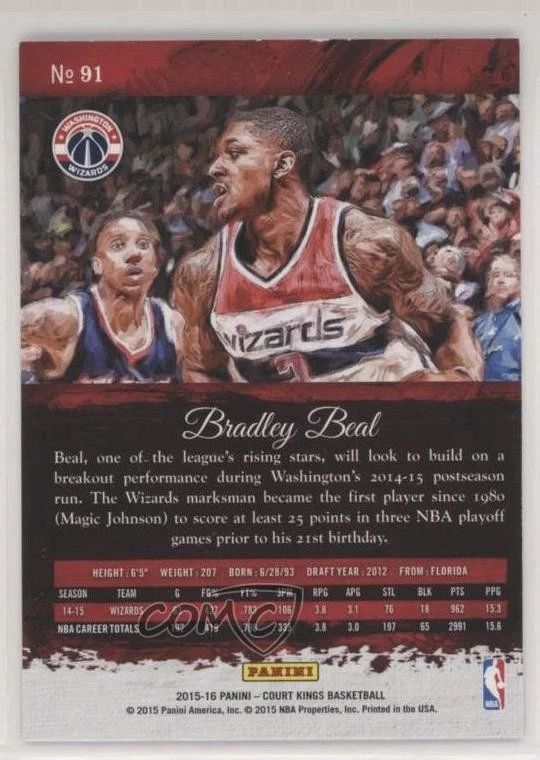 2015-16 Panini Court Kings Bradley Beal #91 - Image 2 of 2