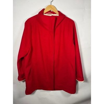 Pendleton Hudson Bay Lined Red Wool Funnel Neck Coat Jacket Women's Size XL