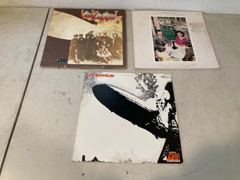 Lot of 3 Led Zeppelin Vinyl LP Records I II Presence Classic Rock Albums