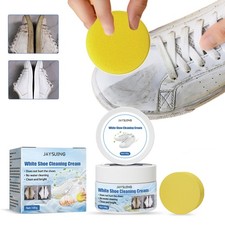 White Shoe Cleaning Cream Stain Remover Whitens and Brightens Shoes No Rinse