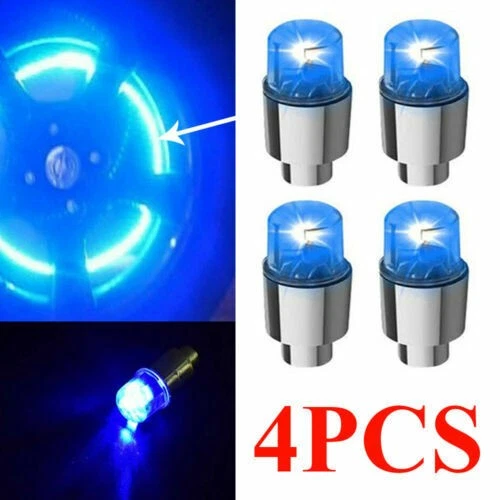 4X Auto Wheel Tire Tyre Air Valve Stem LED Light Caps Cover Blue Car Accessories - Image 2 of 4