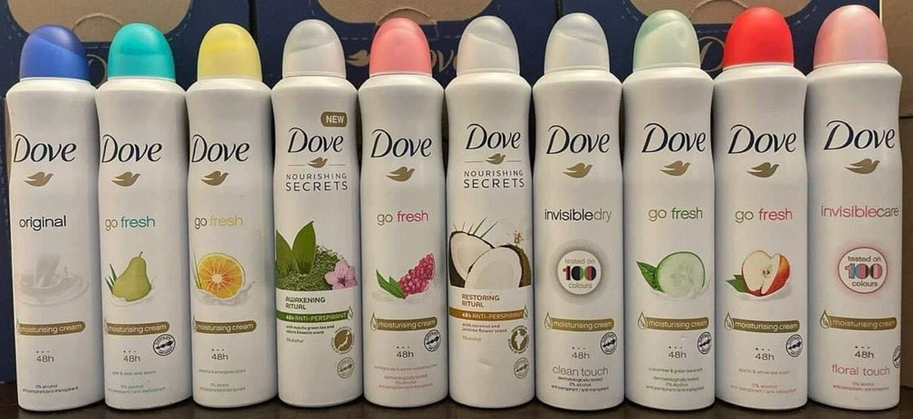 Dove women Antiperspirant Spray Deodorant 10-Pack Variety 150ml 5 oz Each