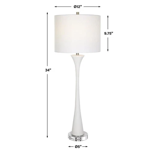 Uttermost Fountain Traditional Iron and Faux Stone Buffet Lamp in White - Picture 7 of 7