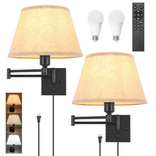 Wall Sconce Plug in, Remote Control Dimming 10-100% and Adjustable Color Temp...