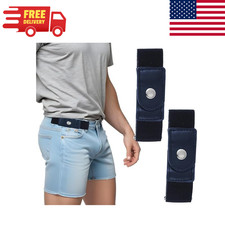 2 Pack No Buckle Elastic Belt Invisible Loop Belt for Jeans Pants Free Shipping