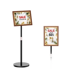 Pedestal Sign Holder, 8.5x11 Inch Standing Sign Holder Wooden Flyer Stand Men...