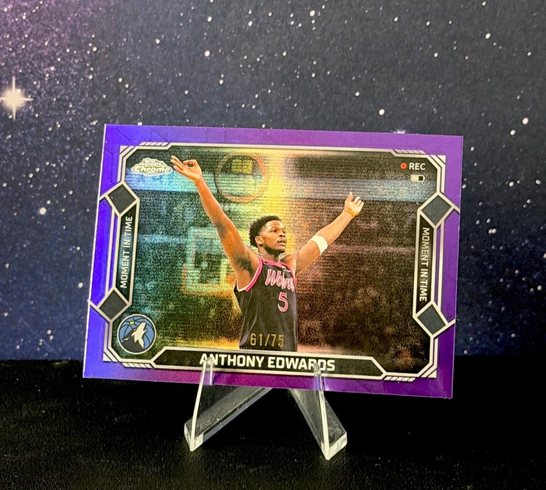 Topps Chrome Moment in Time Anthony Edwards Timberwolves Purple /75 MT-3