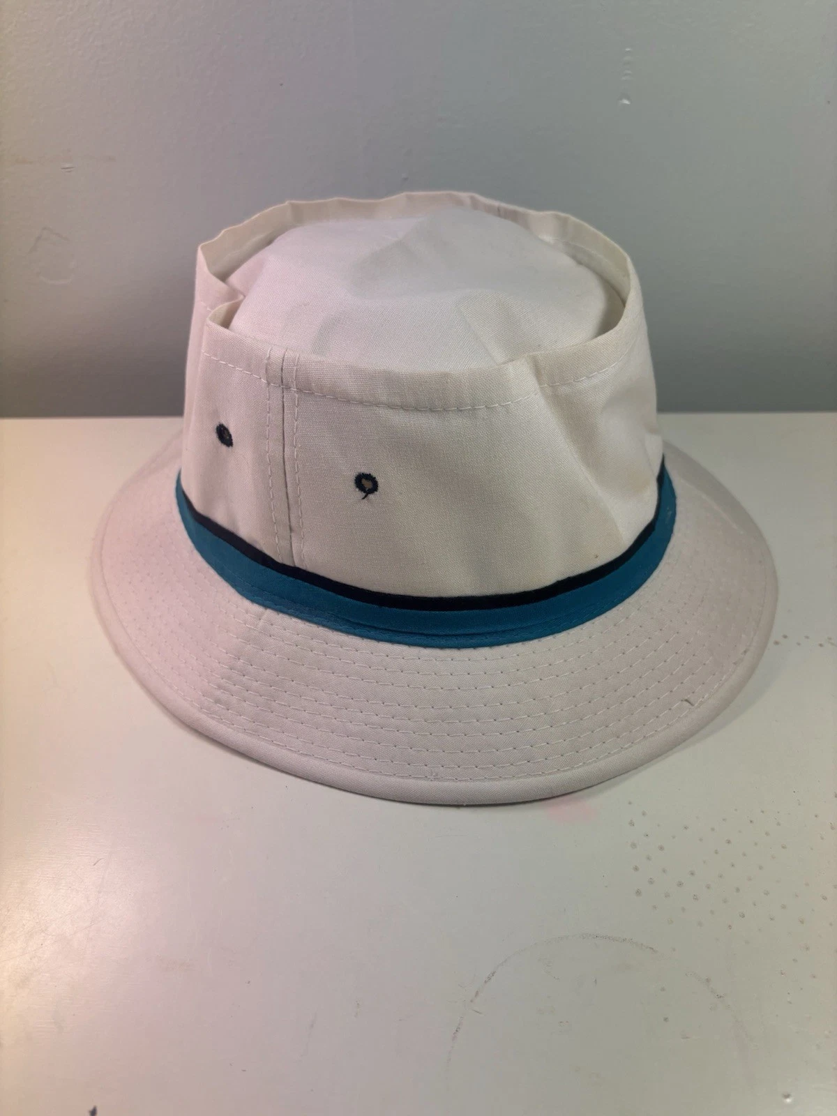 YoungAn Bucket Safari Hat Cotton Polyester Y2K White Blue Unisex Medium