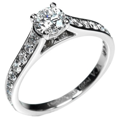 Van Cleef & Arpels Romance Solitaire Ring 0.41ct VVS1/D/3EX Pt950Platinum/...
