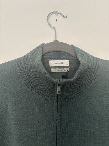 BNWT Mens Skovde Green Merino Wool Quarter Zip Size M - Picture 2 of 8