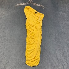 Tart One Shoulder Sheath Dress Womens XS Yellow Ruched Strapless Party Cocktail
