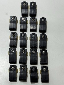 (9) PAIRS OF VINTAGE MOLDED BLACK "SHOCKBLOCKER" FOOTBALL HELMET FACEMASK CLIPS