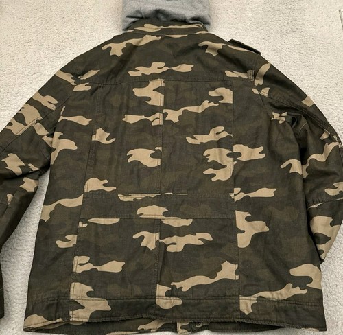 Levi’s Sherpa Lined Jacket Camo Hooded Mens Size XL Trucker Double Zip Military - Picture 5 of 10