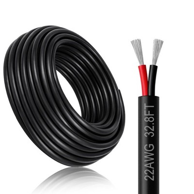 DEKIEVALE 22 Gauge 2 Conductor Electrical Wire, 32.8FT Black Stranded Low Vol...