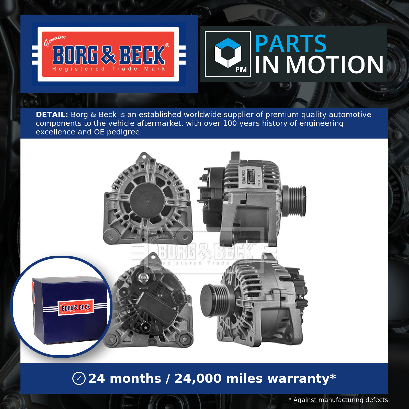 Alternator BBA2512 Borg & Beck 7701476807 8200410681 7701478093 8200667614 New