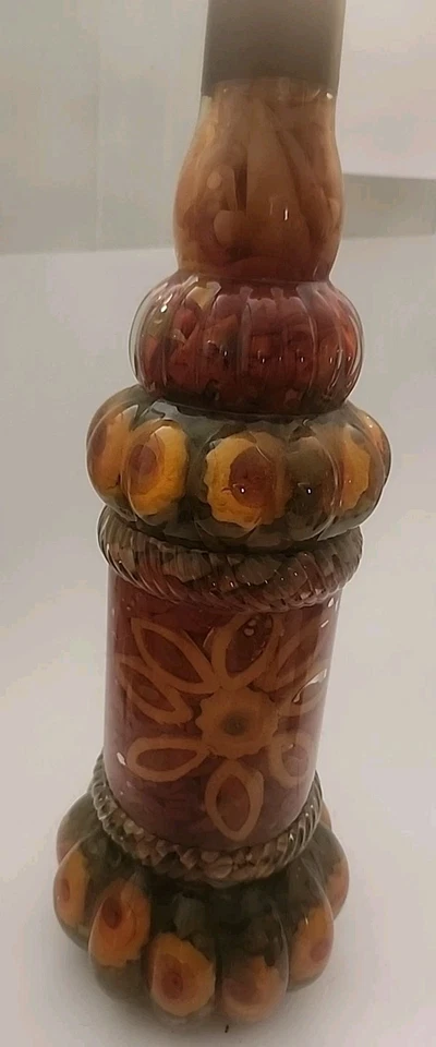 Botella de vidrio de decoración de pimientos verdes, rojos y amarillos con infusión de vinagre de aceite 18x7 flores Foto 2 de 4