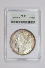 1892-O MORGAN DOLLAR ANACS MS61