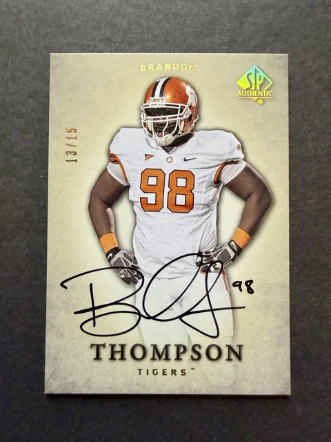 2012 SP Authentic Autographs #15 Brandon Thompson Auto Rookie RC Clemson /15