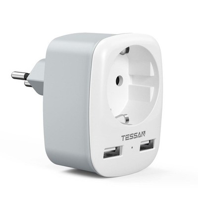 Schweiz Adapter Typ J 2 USB Steckdose Reiseadapter 2x USB 2.4A kompakt 1 Stück