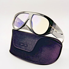 Tom Ford TF5958-B 001 Eyeglass Black Oversized Aviator Blue Light Blocking Lens