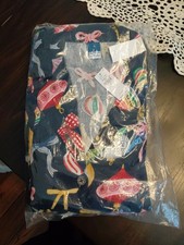 Old Navy Flannel Pajama Pant Set Xmas Ornament Women Navy Size Small NWT