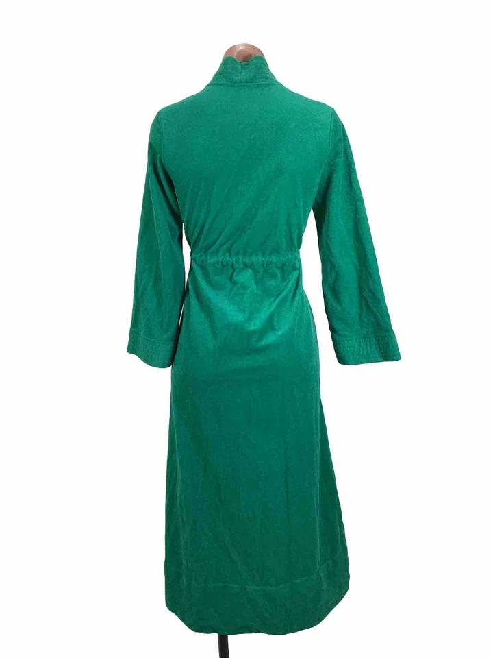BATA DE SALÓN VINTAGE AÑOS 70 GILEAD POLAR verde esmeralda corbata delantera talla pequeña Foto 2 de 4