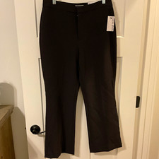 Nine West Women's Black Solid Flat Front Dress Pants Regular Size 10