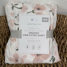 POTTERY BARN KIDS ORGANIC MEREDITH ALLOVER FLORAL FITTED CRIB SHEET COTTON