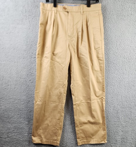 Tommy Hilfiger Double Pleat Twill Khaki Pants Men's 32W 30L Dark Barley Stretch