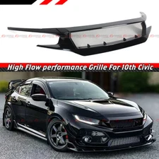 FOR 16-21 HONDA CIVIC 10TH GLOSSY BLACK HIGH FLOW PERFORMANCE FRONT GRILLE GRILL