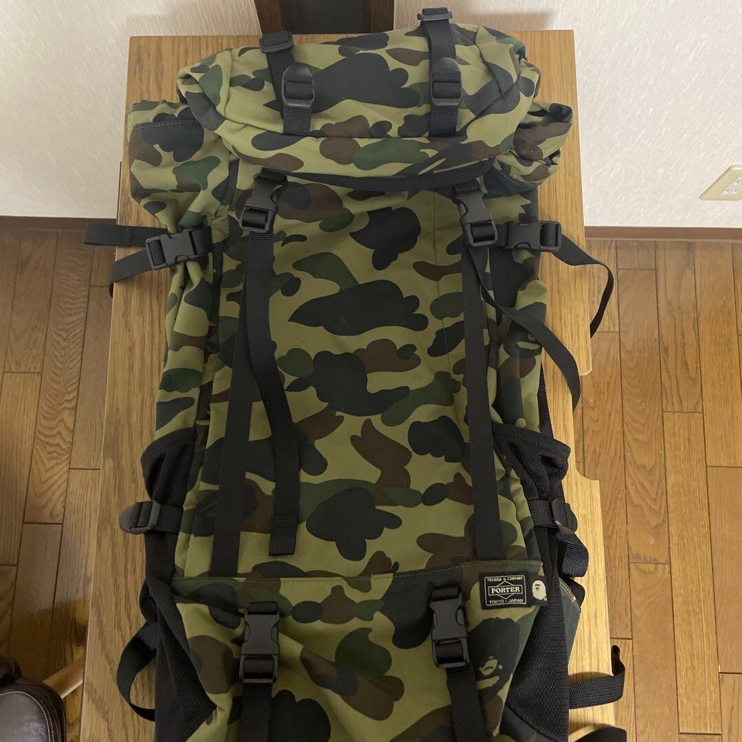 A BATHING APE × PORTER Bag Pack Rucksack Camouflage Green Khaki 