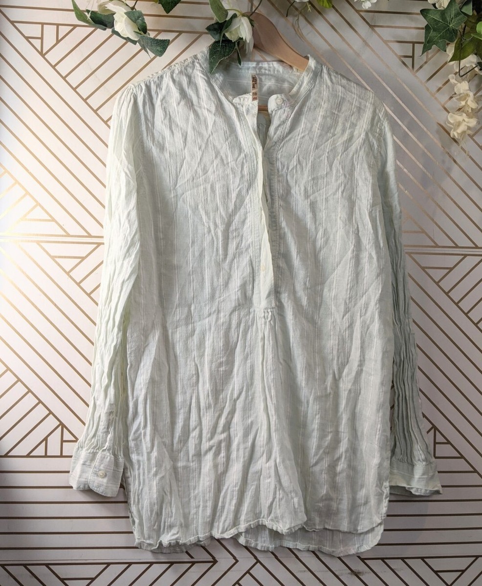 POLO RALPH LAUREN Women's Linen Popover Top Blouse Striped Size Medium READ