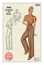 1940's Dungarees and Blouse Sewing Pattern Bust 32 