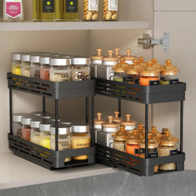 Zweistufig ausziehbares Küchenregal Organizer Gewürzregal Reinigung Badezimmer Organizer