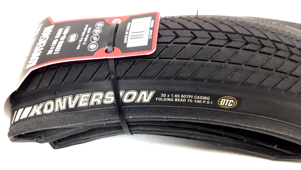 20" Kenda Konversion 20 x 1.65 Folding 65 TPI 75100 PSI Black BMX Bike