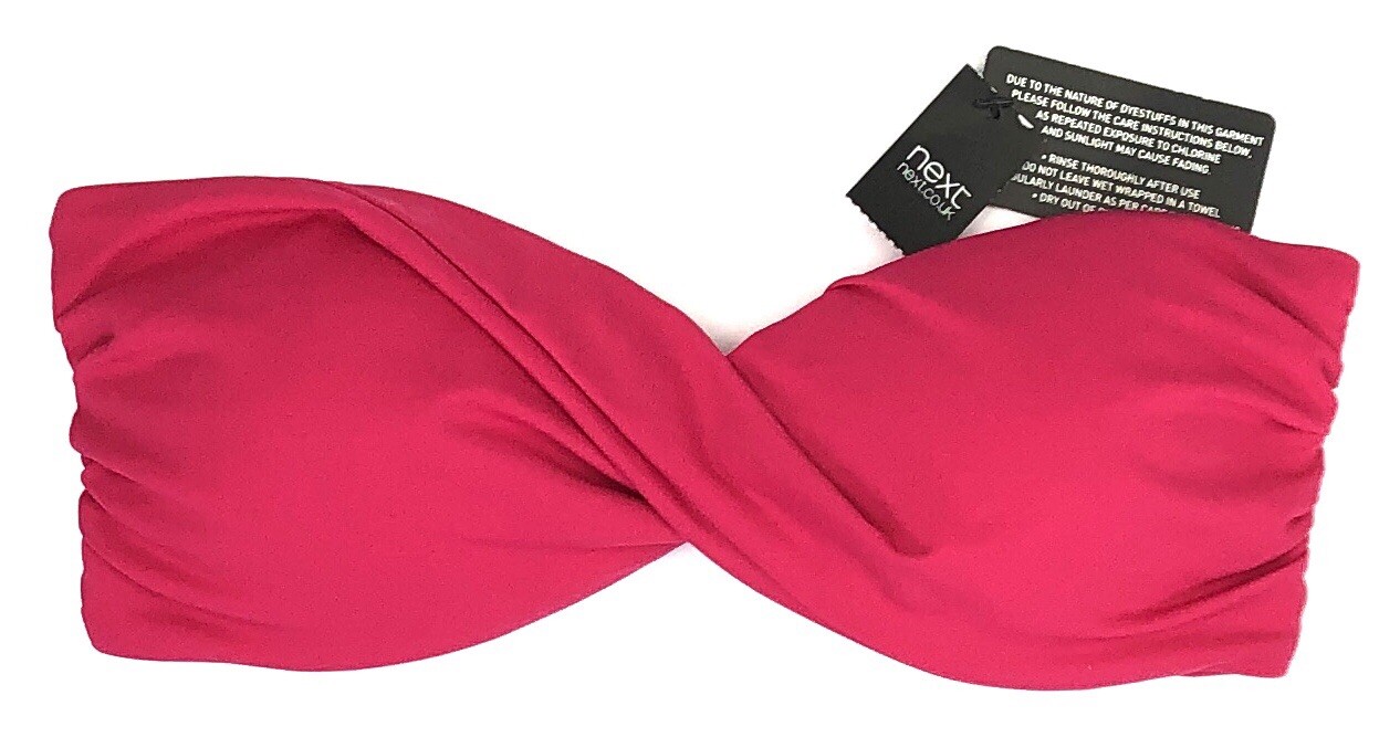 NEXT Strapless Padded Twist Band Bikini Top UK 8 SOLID PINK BNWT