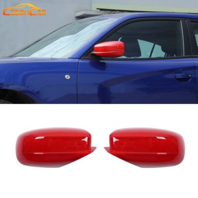 2pc Sides Mirror Cover Shell Rearview Cap Trim for Dodge Charger Red Accessories