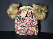 C. C. Beanie Kid  s Double Poms Knit Beanie Multi Color New With Tags One Size V2