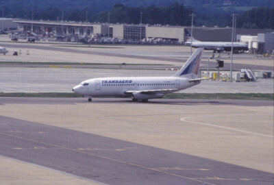 Dia Boeing 737-200 Transaero Flugzeug in London 1996 35mm gerahmt ogü-Q12-11