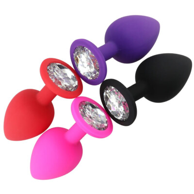 anal plug nearby Metal Anal Butt Plug Stainless Steel 3-Sizes S/M/L Beginner Trainer Purple  Jewel main image 0