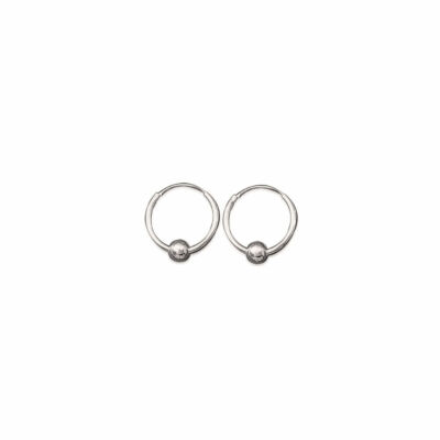 Ohrringe Creolen aus 925/000 Silber rhodiniert - 14 mm - kleine Kugel