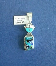 Round Faced Yei Be Chi Pendant, Sterling, Inlay, NWT