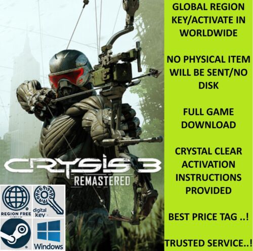 Crysis 3 Remastered (PC) Steam Key GLOBAL | NO DISC/DVD | FAST DELIVERY!